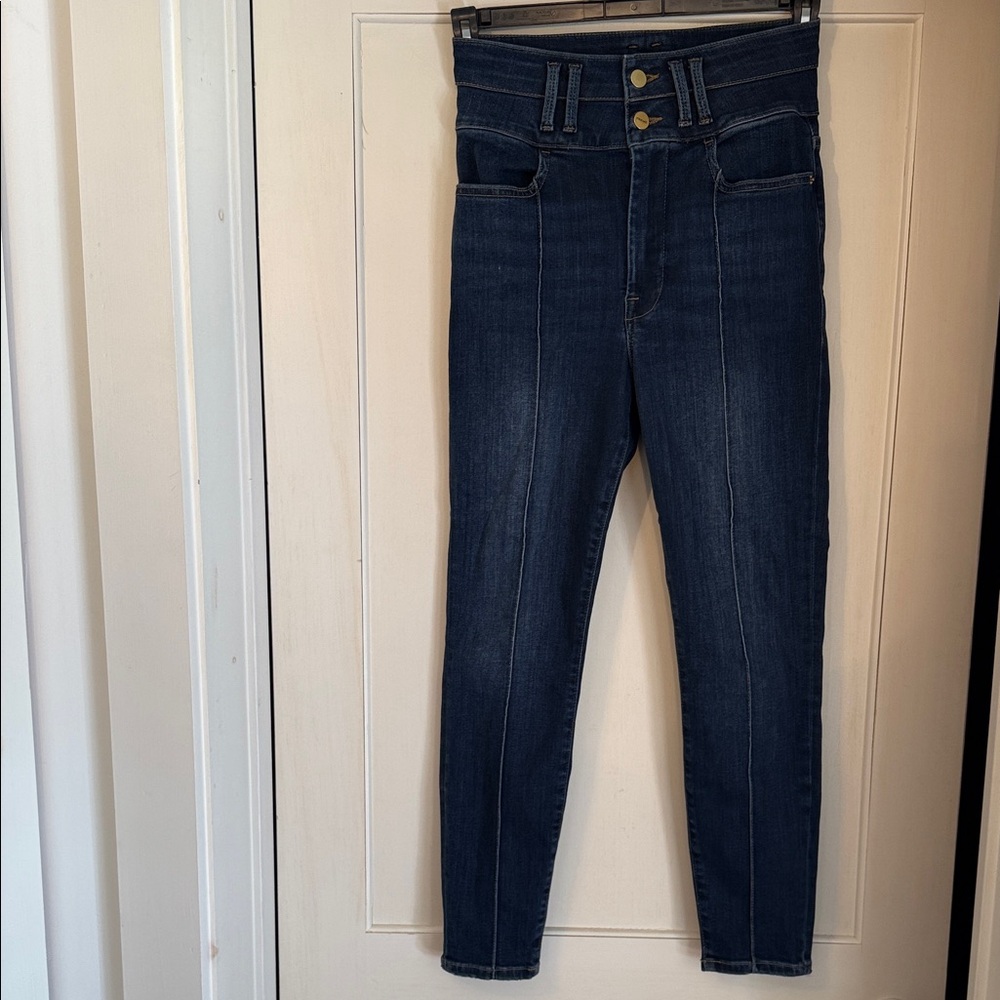 Frame High-Waisted Blue Front Seam Denim Jeans